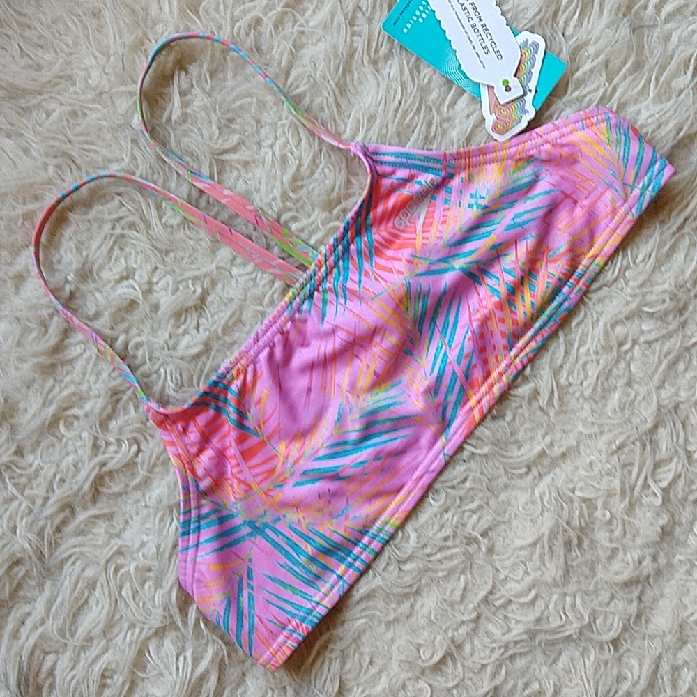Speedo Eco Endurance Palm Print Strappy Swim Bikini Top L